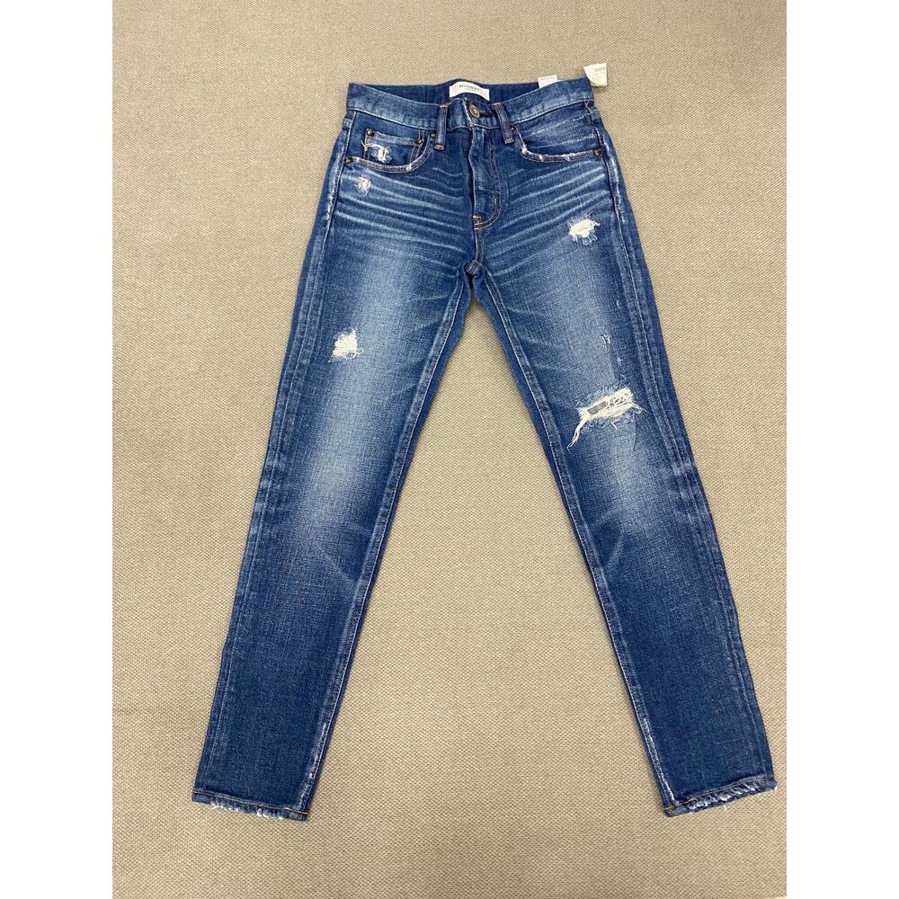 Moussy Vintage Ace Skinny Jean, Distressed Dark Blue, 24